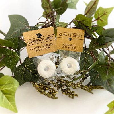 Gold "Commence-Mints" Graduation Mint Favors with Life Saver Mint