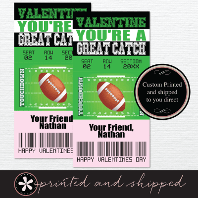 Football Ticket Valentine's Day Cards for Kids