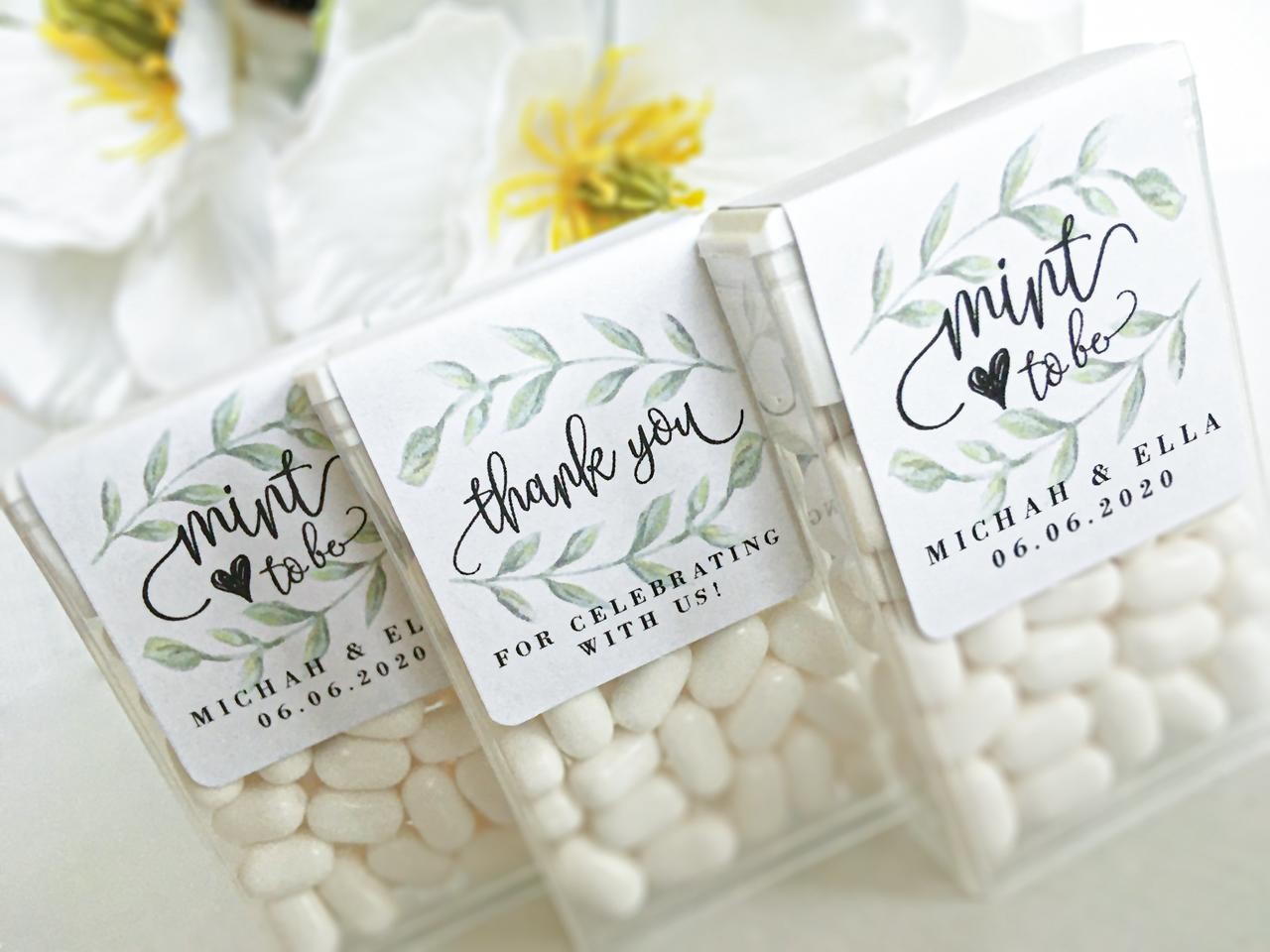 Greenery wedding mint favor Tic Tac labels